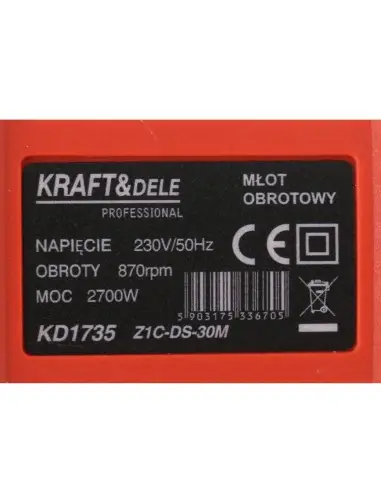 Ciocan rotopercutor, Kraft&Dele, 2700 W, SDS-PLUS, 6 J