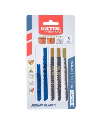 Set 5 lame fierastrau vertical mix, Extol Premium, Bi-metal, HSS