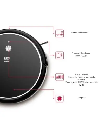 Aspirator robot cu mop, Bass Polska, telecomanda si Tuya Smart App