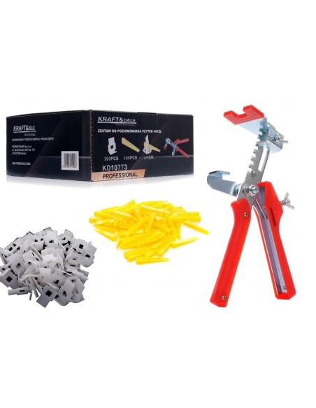 Sistem nivelare placi ceramice, Kraft&Dele, 300 clipsuri si 100 pene Sistem nivelare placi ceramice, Kraft&Dele, 300 clipsuri si 100 pene