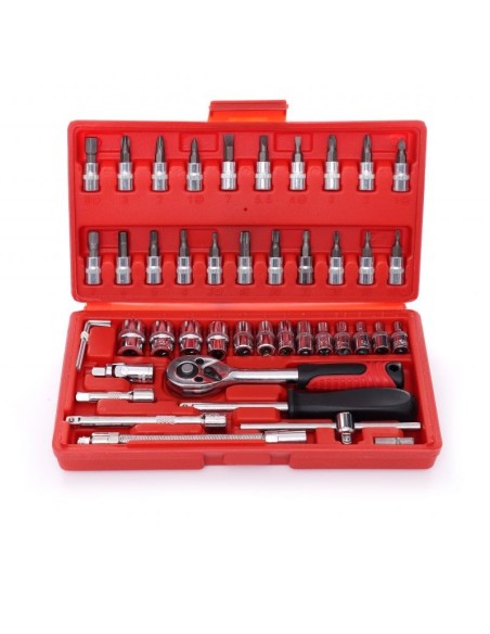 Trusa profesionala scule, Kraft&Dele KD10525, chei tubulare, 46 piese