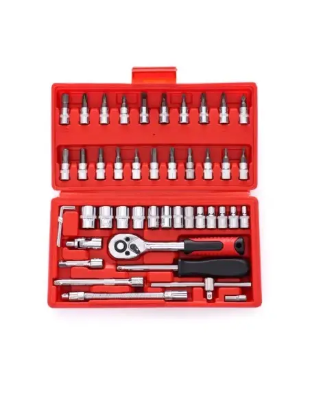 Trusa profesionala scule, Kraft&Dele KD10525, chei tubulare, 46 piese