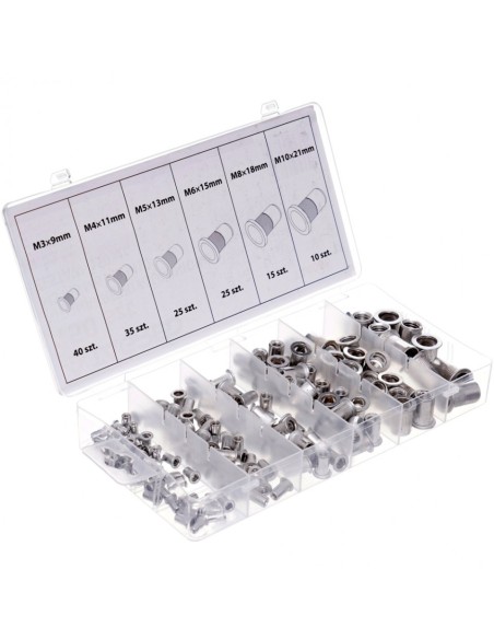 Set 150 piulite nitubile, Tagred TA4095, din aluminiu, M3-M10 Set 150 piulite nitubile, Tagred TA4095, din aluminiu, M3-M10