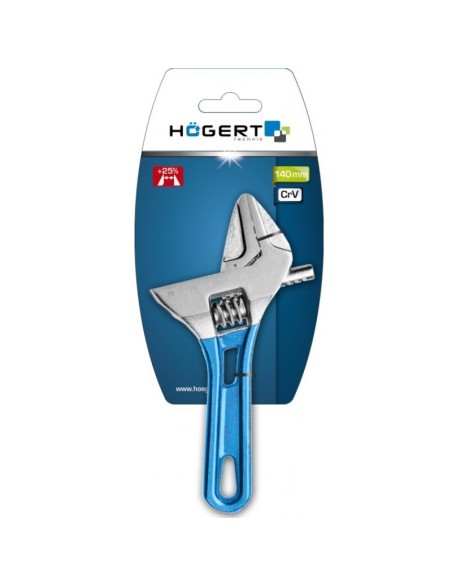 Cheie reglabila, Hogert, 140 mm, din CrV, maner ergonomic scurt