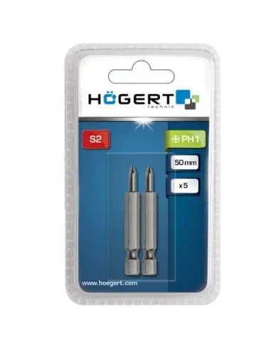 Set 2 biti de surubelnita, Hogert, hexagonal, PH1, 50mm Set 2 biti de surubelnita, Hogert, hexagonal, PH1, 50mm
