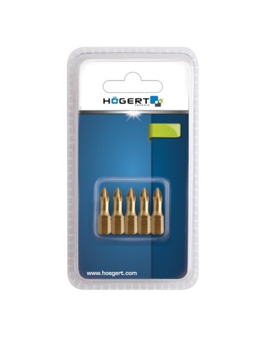 Set 5 biti de surubelnita, Hogert, PZ2, 25 mm, otel S2, acoperit cu titan, blister Set 5 biti de surubelnita, Hogert, PZ2, 25 mm, otel S2, acoperit cu titan, blister