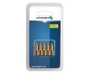 Set 5 biti de surubelnita, Hogert, PZ2, 25 mm, otel S2, acoperit cu titan, blister