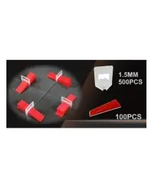 Sistem de nivelare gresie si faianta, Kraft&Dele KD10775, 500 clipsuri 1.5 mm, 100 pene