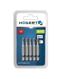Set 5 biti de surubelnita, Hogert, hexagonal, PZ2, 50 mm, blister