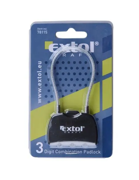 Lacat cu cifru, Extol, combinatie cu trei cifre, cablu 150 mm Lacat cu cifru, Extol, combinatie cu trei cifre, cablu 150 mm