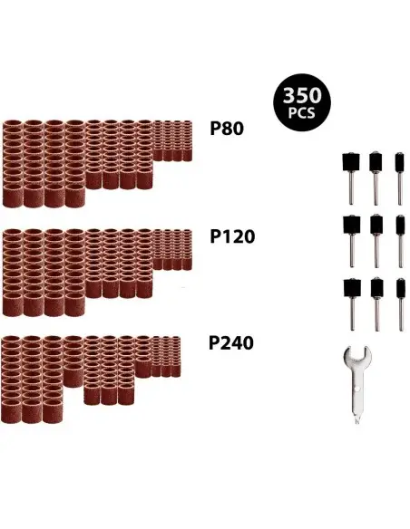 Set 350 piese, Extol Premium, mini tamburi slefuit, pentru minifreza