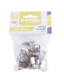 Set 10 coliere pentru furtun, Extol, inox, 12-22mm, 70502