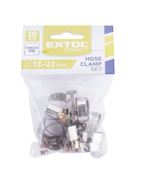 Set 10 coliere pentru furtun, Extol, inox, 12-22mm Set 10 coliere pentru furtun, Extol, inox, 12-22mm