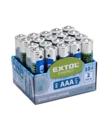 Set 20 baterii cu clorura de zinc, Extol, 1,5 V, AA R03