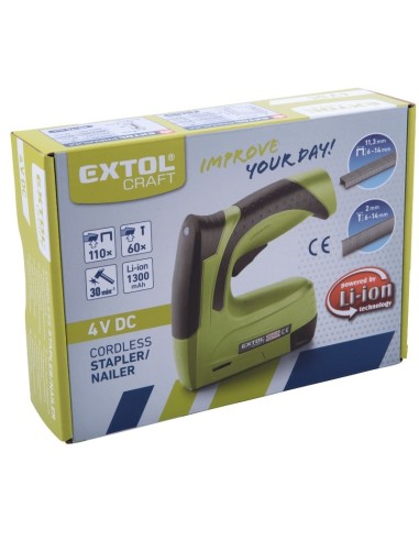 Capsator cu baterie si incarcator, Extol, 4 V Li-ion, 1300 mAh, 110 buc capse Capsator cu baterie si incarcator, Extol, 4 V Li-ion, 1300 mAh, 110 buc capse