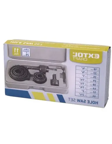 Set 11 piese carote, Extol, 19-64mm, pentru lemn, rigips, plastic