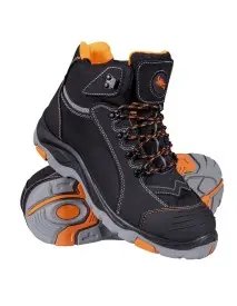 Bocanci de lucru S3 SRC Brwinson-T, bombeu metalic 200 J, lamela antiperforare otel 1100 N, piele nubuc, talpa antiderapanta