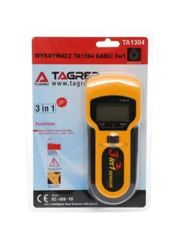 Detector profesional de metale, Tagred TA1304, lemn, cabluri curent, ecran LCD