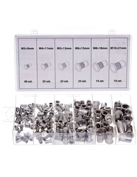 Set 150 piulite nitubile, Tagred TA4095, din aluminiu, M3-M10 Set 150 piulite nitubile, Tagred TA4095, din aluminiu, M3-M10