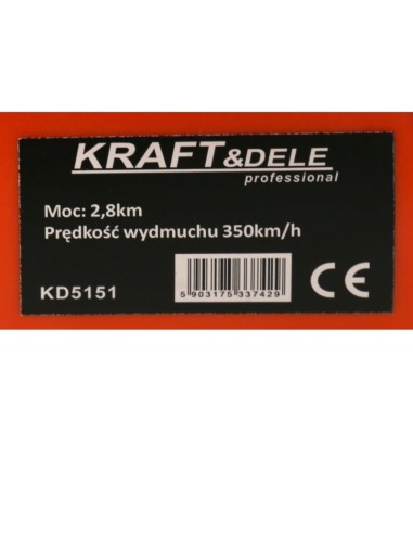 Aspirator / suflanta frunze pe benzina Kraft&Dele KD5151, 2 timpi, 2.8CP, 350km/h