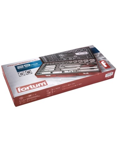 Set 29 chei tubulare, Extol, si clichet 1/2", CrV5