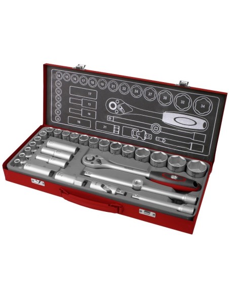 Set 29 chei tubulare, Extol, si clichet 1/2", CrV5
