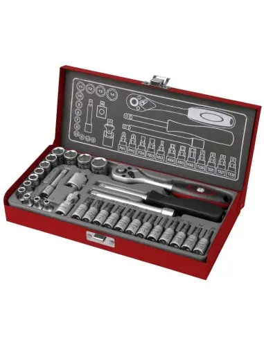 Set 31 chei tubulare, Extol, cu clichet 1/4", CrV