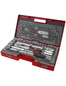 Set 60 chei tubulare, Extol, cu clichet, 1/4", 1/2", otel CrV