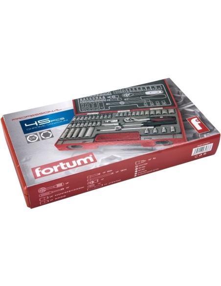 Set de prize, Extol, cu clichet, 1/4", 45 piese, torx