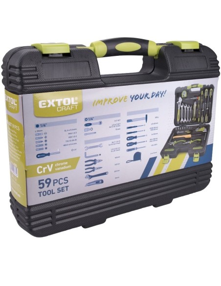 Trusa scule, Extol, 1/4", CrV, 59 piese