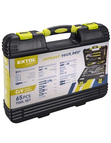 Trusa scule, Extol, 1/4", 3/8", CrV, 64 piese