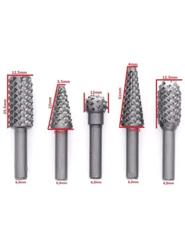 Set 5 freze profilate biax, Tagred TA1137, HSS, pentru lemn si metal, 6.3mm