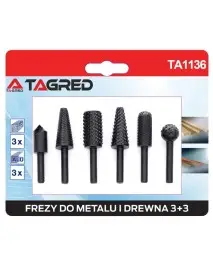Set de 6 freze HSS biax, Tagred TA1136, pentru lemn si metal, 6mm