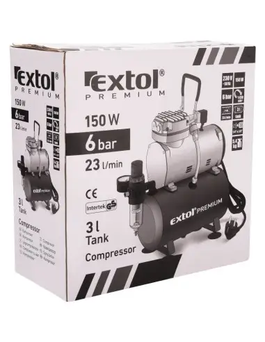 Compresor aer, Extol Premium, cu piston, 150 W, 23 l/min, 6 bar