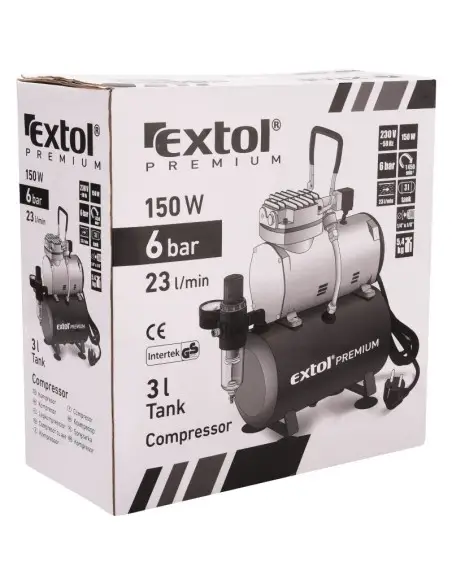 Compresor aer, Extol Premium, cu piston, 150 W, 23 l/min, 6 bar