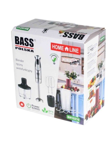 Blender de mana, Bass Polska, 800W/1200W, cu tocator si accesorii interschimbabile
