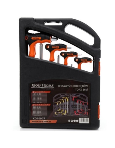 Set imbusi cu maner, Kraft&Dele KD10907, Torx, 16 elemente
