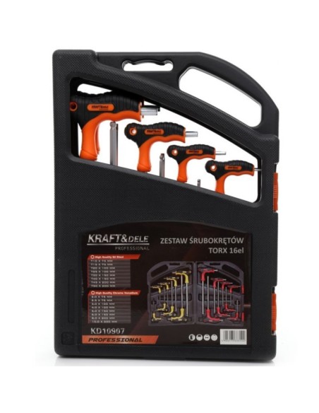 Set imbusi cu maner, Kraft&Dele KD10907, Torx, 16 elemente