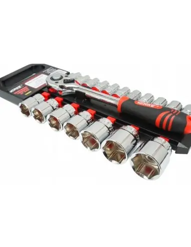 Set clichet si prize, VERKE, 1/2”, 18 prize 8–32 mm, Cr-V, V39090 Set clichet si prize, VERKE, 1/2”, 18 prize 8–32 mm, Cr-V, V39090