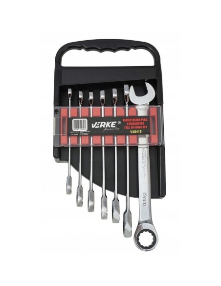 Set 7 chei combinate, Verke V35415, cu clichet, 10-19 mm