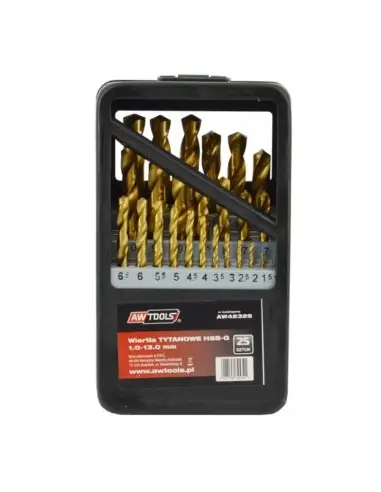 Set burghie, AWTools AW42325, HSS-G, 1.0-13.0 mm, 25 buc Set burghie, AWTools AW42325, HSS-G, 1.0-13.0 mm, 25 buc
