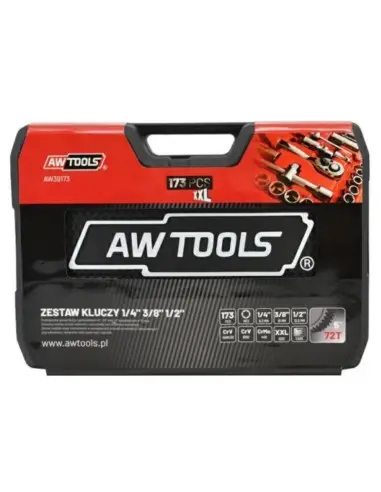 Trusa scule, AWTools AW39173, chei cu clichet, 1/4'' 3/8'' 1/2'', 173 piese Trusa scule, AWTools AW39173, chei cu clichet, 1/4'' 3/8'' 1/2'', 173 piese