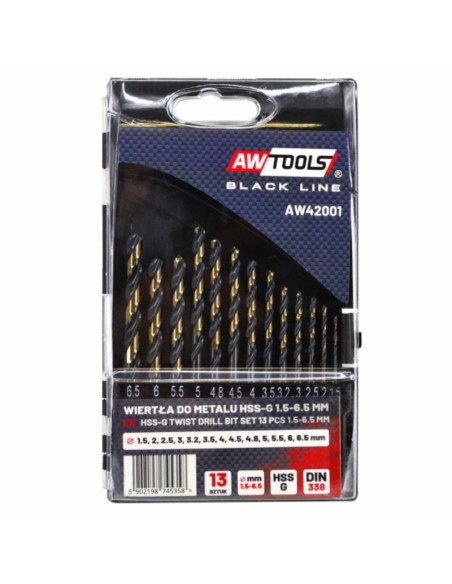 Set burghie metal, AWTools AW42001, HSS M2, 1.5-6.5 mm, 13 buc Set burghie metal, AWTools AW42001, HSS M2, 1.5-6.5 mm, 13 buc