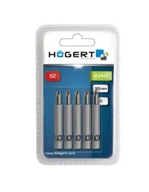Set 5 biti de surubelnita, Hogert, hexagonal, PH2, 50mm
