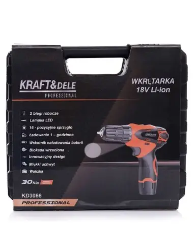Masina de gaurit, Kraft&Dele KD3066, 18V Li-ion, 1300 mAh, 1100 rpm Masina de gaurit, Kraft&Dele KD3066, 18V Li-ion, 1300 mAh, 1100 rpm