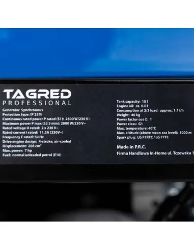 Generator de curent, Tagred TA2800GH, 2800 W, 230 V, stabilizator de tensiune Generator de curent, Tagred TA2800GH, 2800 W, 230 V, stabilizator de tensiune