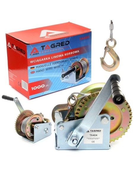 Traoliu manual, Tagred TA404, 453 kg, 1000 lbs, funie 10 m Traoliu manual, Tagred TA404, 453 kg, 1000 lbs, funie 10 m