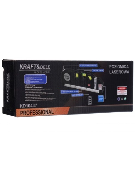 Nivela cu laser, Kraft&Dele KD10437, 250 cm Nivela cu laser, Kraft&Dele KD10437, 250 cm