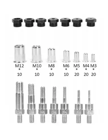 Cleste pentru nituit, Kraft&Dele KD10556, 110 piese, M3 - M10