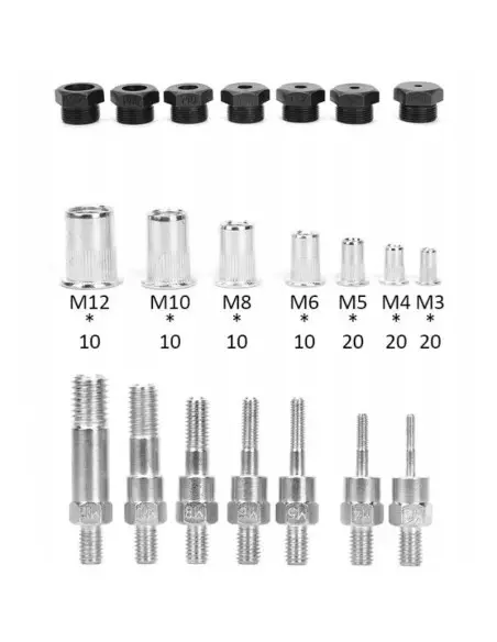 Cleste pentru nituit, Kraft&Dele KD10556, 110 piese, M3 - M10